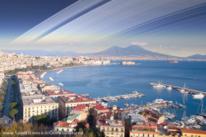 Il Golfo di Napoli, se la Terra avesse gli anelli come Saturno. Una creazione SpeakScience per OcchiSuSaturno 2015. 